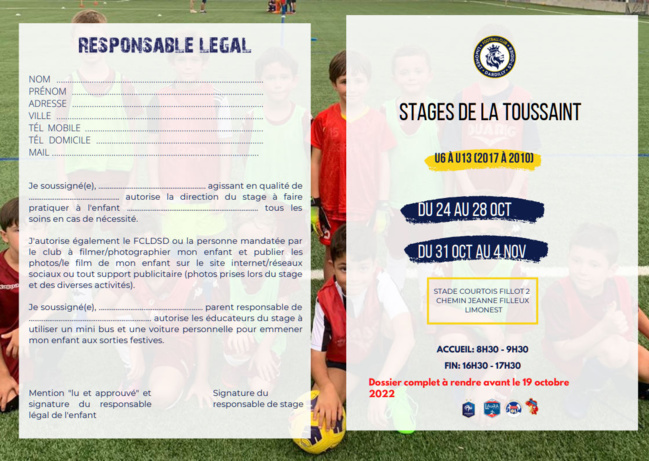 Stage Toussaint - Bulletin d'inscription