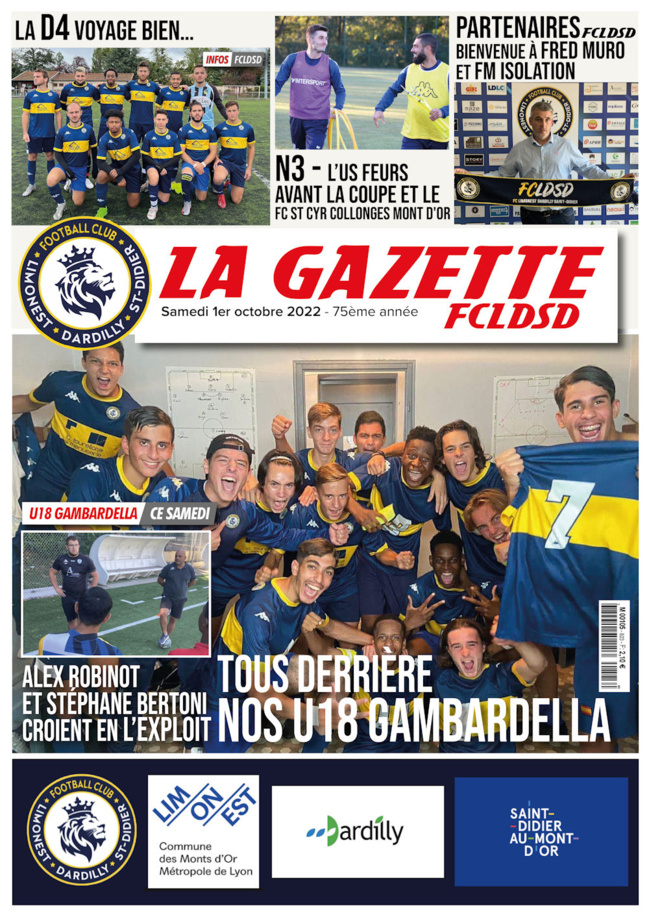 La GAZETTE du FCLDSD - A la UNE 1er octobre 2022