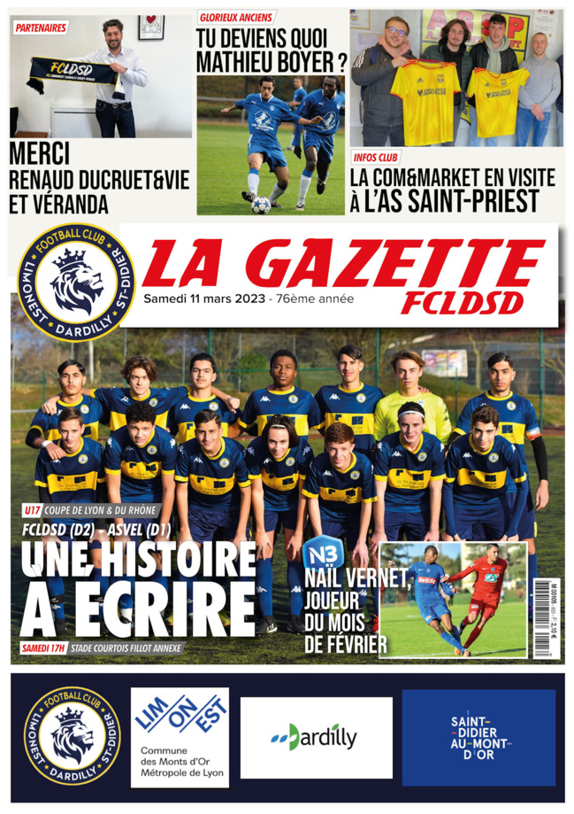 GAZETTE du FCLDSD - A la UNE samedi 12 mas