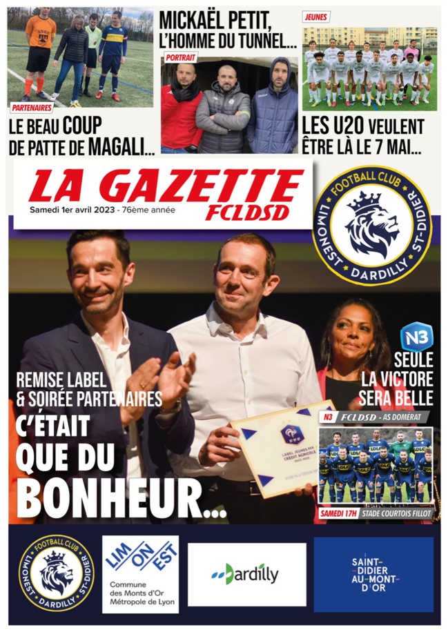 GAZETTE du FCLDSD - A la UNE samedi 1er avril