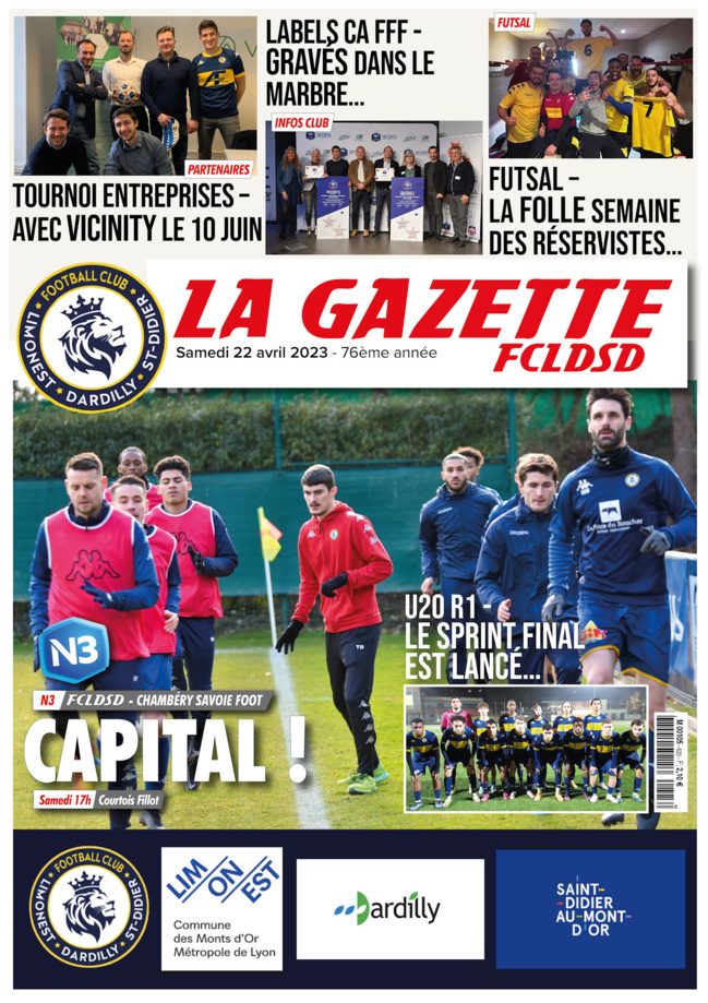 GAZETTE FCLDSD - A la UNE samedi 22 avril