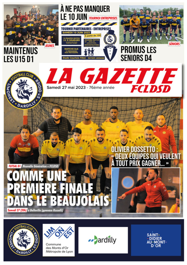 GAZETTE FCLDSD - A la UNE samedi 27 mai...