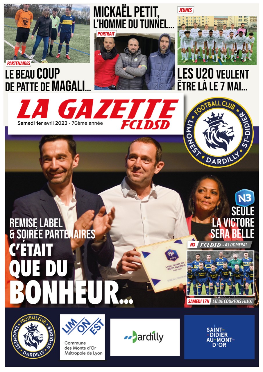 GAZETTE du FCLDSD - A la UNE samedi 1er avril